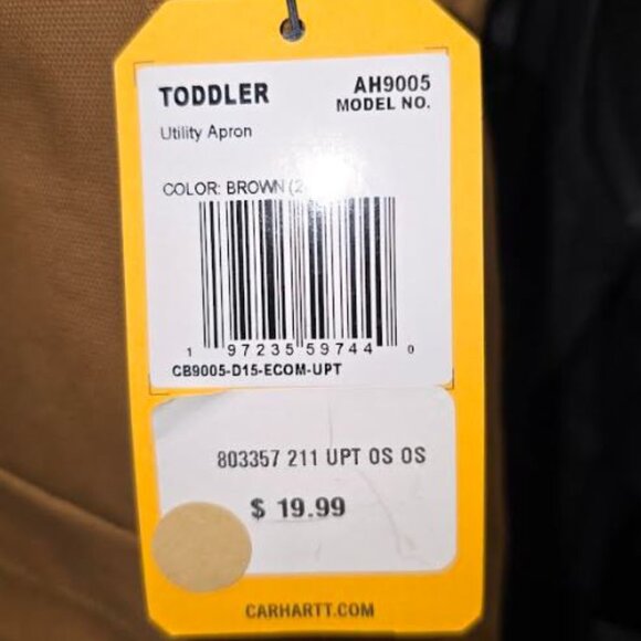 NWT Carhartt Toddler Brown Canvas Utility Apron OS - Picture 4 of 4